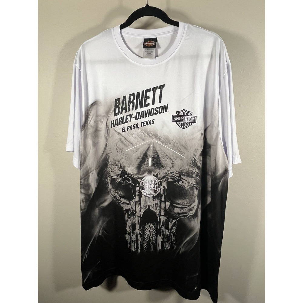 Mens 2XL Harley Davidson Graphic T Shirt Barnett El Paso Texas AOP Skull (K)